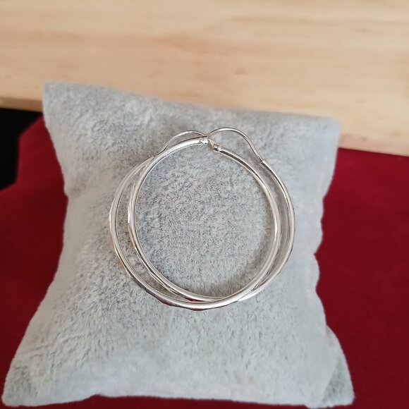 Hoop Earrings Sterling Silver 925 - Picture 3 of 3